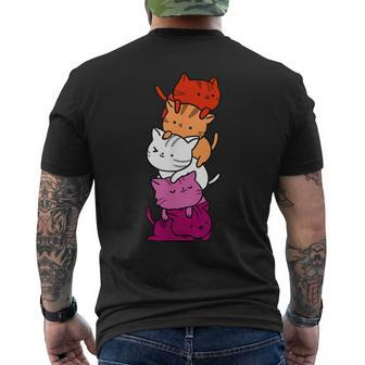 Kawaii Cat Pile Orange Pink Lesbian Pride Men's T-shirt Back Print - Thegiftio UK