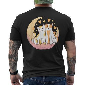 Kawaii Cat Purple Moon Celestial Feline Astrologer Stargazer Men's T-shirt Back Print - Monsterry