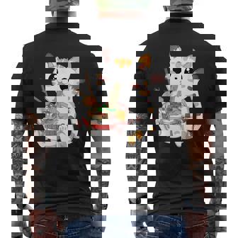 Kawaii Cat Ramen Noodles Anime Neko Japanese Manga Otaku Men's T-shirt Back Print - Thegiftio