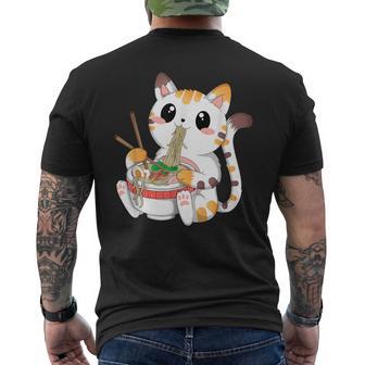 Kawaii Cat Ramen Noodles Anime Neko Japanese Manga Otaku Men's T-shirt Back Print - Thegiftio UK