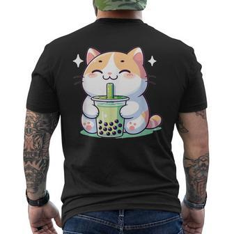 Kawaii Cats Bubble Tea Boba Cat Men's T-shirt Back Print - Seseable