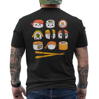 Kawaii Graphic Japanese Food Anime Manga Otaku Happy Sushi Men's T-shirt Back Print - Seseable