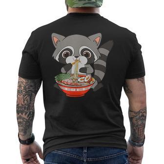 Kawaii Mapache Comiendo Fideos Ramen Anime Para Niñas Adolescentes Y Niños Camiseta Hombre Estampado Espalda - Regaloses