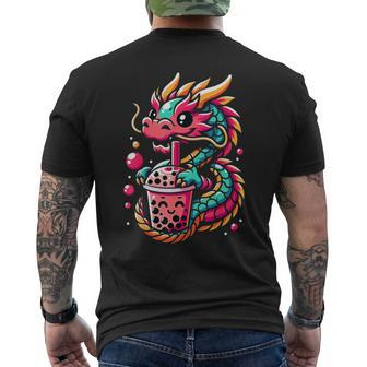 Kawaii Mythical Animals Kid Boba Tea Dragon Men's T-shirt Back Print - Thegiftio UK
