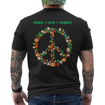 Kawaii Vegetables Peace Sign For Vegetarian Vegan Men's T-shirt Back Print - Monsterry