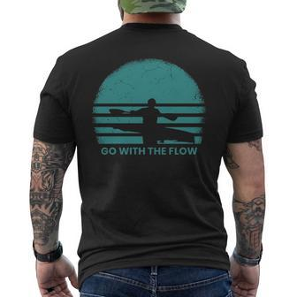 Kayaking Retro Vintage Sunset River Kayak Men's T-shirt Back Print | Mazezy