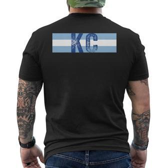 Kc 2 Letters Kansas City Cool Kc Blue Stripes Kc Retro Cool Men's T-shirt Back Print - Monsterry