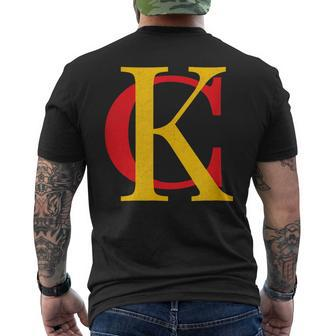 Kc Kansas City Red Yellow & Black Kc Classic Kc Initials Men's T-shirt Back Print - Monsterry