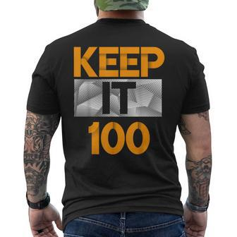 Keep It 100 Orange Color Graphic Men's T-shirt Back Print - Monsterry
