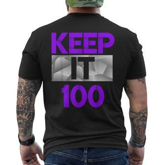 Keep It 100 Purple Color Graphic Men's T-shirt Back Print - Monsterry AU