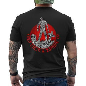 Keep Calm & Zombie On Dead Walking Graveyard Fullmoon Spooky Men's T-shirt Back Print - Monsterry AU
