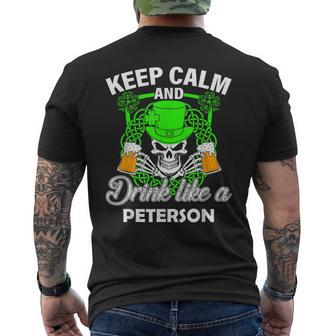 Keep Calm And Drink Like A Peterson St Patricks Day Lucky Men's T-shirt Back Print - Monsterry DE