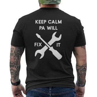 Keep Calm Pa Will Fix It Dad Or Grandpa Mens Back Print T-shirt | Mazezy