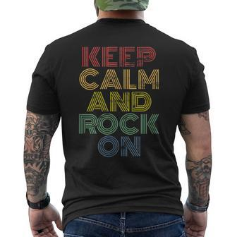 Keep Calm And Rock On Retro 70S Vintage Distressed Look Men's T-shirt Back Print - Monsterry