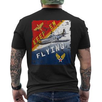 Keep 'Em Flying P-51 Mustang Ww2 Poster Pilot Men's T-shirt Back Print - Monsterry DE