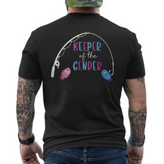 Keeper Of The Gender Fish Gender Reveal Baby Shower Men's T-shirt Back Print - Seseable