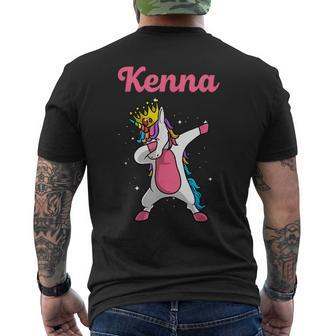 Kenna Name Personalized Birthday Dabbing Unicorn Queen Men's T-shirt Back Print - Monsterry AU