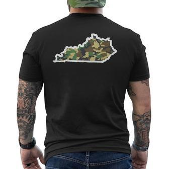 Kentucky Home Hunting Camo Map Men's T-shirt Back Print - Monsterry