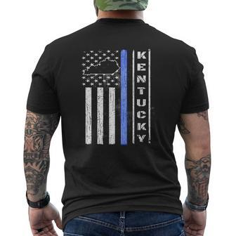 Kentucky Thin Blue Line Police Flag Cop Men Dad Mens Back Print T-shirt | Mazezy CA