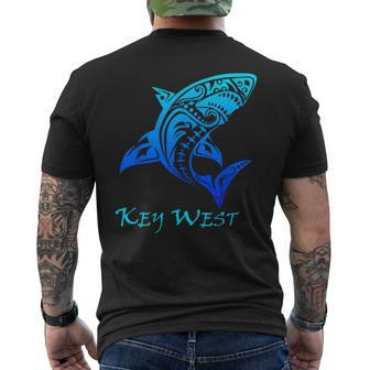 Key West Tribal Shark Polynesian Tattoo Style Vacation Men's T-shirt Back Print - Monsterry AU