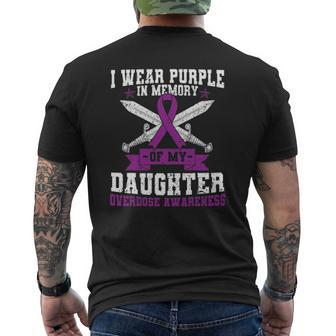 Ki Purple Ribbon Overdose Awareness Month Costume Daughter Mens Back Print T-shirt | Mazezy