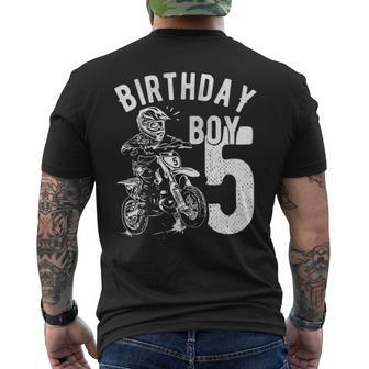 Kids 5 Years Old Kid Birthday Boy Dirt Bike Motorcycle Men's T-shirt Back Print | Mazezy