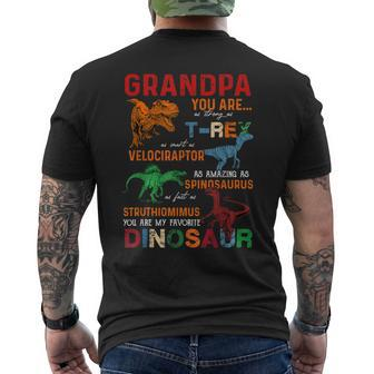 Kids Grandpa You Are My Favorite Dinosaur Father's Day Mens Back Print T-shirt | Mazezy