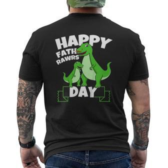 Kids Happy Father's Day Son Dinosaurusrex Dino Dad Toddler Boy Mens Back Print T-shirt | Mazezy