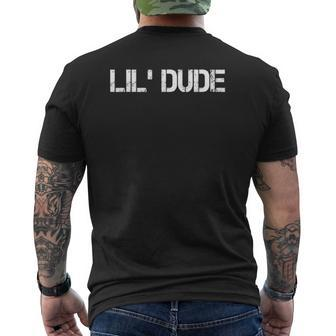 Kids Lil' Dude Dad's And Son's Matching For Father's Day Mens Back Print T-shirt | Mazezy