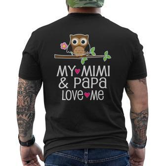 Kids My Mimi And Papa Love Me Granddaughter Grandson Mens Back Print T-shirt - Thegiftio UK