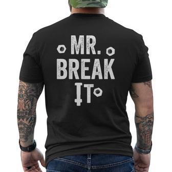 Kids Mr Break It Vintage Dad Son Matching Fathers Day Mens Back Print T-shirt | Mazezy