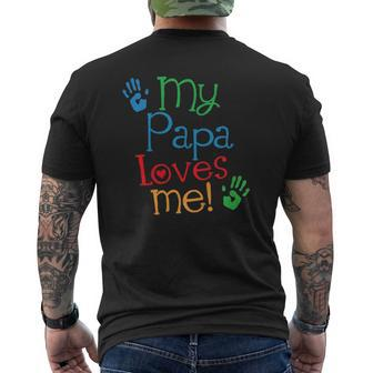 Kids My Papa Loves Me Mens Back Print T-shirt | Mazezy