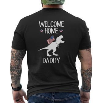 Kids Welcome Home Daddy Dinosaurrex American Flag Mens Back Print T-shirt | Mazezy