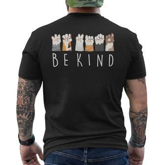 Be Kind Asl Sign Language Kindness Cat Paws Finger Signs Men's T-shirt Back Print - Monsterry