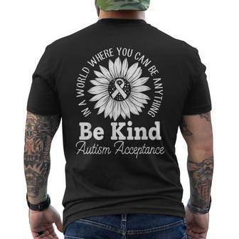 Be Kind Autism Red Instead Acceptance Not Awareness Men's T-shirt Back Print - Seseable