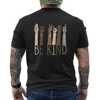 Be Kind Sign Language Hand Talking Mens Back Print T-shirt - Thegiftio UK