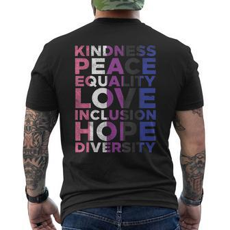 Kindness Equality Love Lgbtq Genderfluid Flag Non-Binary Mens Back Print T-shirt - Thegiftio UK