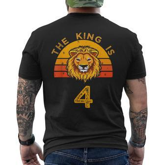 King Is 4 Years Old 4Th Birthday Animal Ideas Men's T-shirt Back Print - Monsterry UK