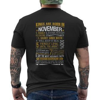 Kings Are Born In November Mens Back Print T-shirt - Thegiftio UK