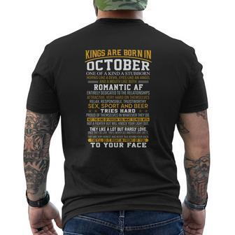 Kings Are Born In October Mens Back Print T-shirt - Thegiftio