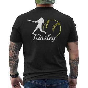 Kinsley Name Personalized Softball Men's T-shirt Back Print - Monsterry DE