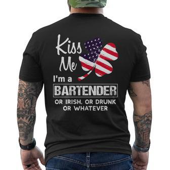Kiss Me I Am A Bartender Irish Shamrock St Patricks Day 2021 Saying Job Title Mens Back Print T-shirt - Thegiftio UK