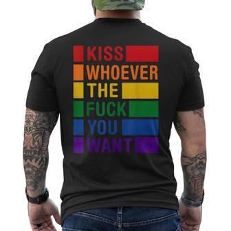 Kiss Who Ever The Fuck You Want Lgbt Gay Rights Trans Pride Men's T-shirt Back Print - Monsterry
