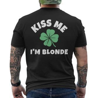 Kiss Me I'm Blonde St Patrick's Day Irish Men's T-shirt Back Print | Mazezy