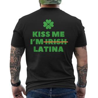 Kiss Me I'm Irish Latina Quote Cool St Patrick's Day Men's T-shirt Back Print - Seseable
