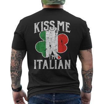 Kiss Me I'm Italian St Patrick's Day Italy Flag Men's T-shirt Back Print - Monsterry DE