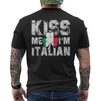 Kiss Me I'm Italian Great Saint Patrick's Day Men's T-shirt Back Print - Monsterry