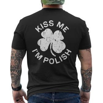 Kiss Me I'm Polish Saint Patrick Day Men's T-shirt Back Print - Monsterry AU