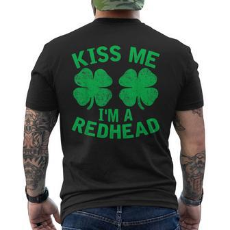 Kiss Me I'm A Redhead St Patrick's Day Irish Ginger Men's T-shirt Back Print - Monsterry