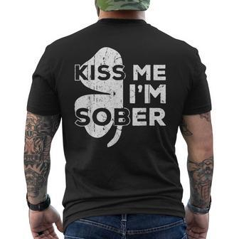Kiss Me I'm Sober Saint Patrick Day Men's T-shirt Back Print - Monsterry